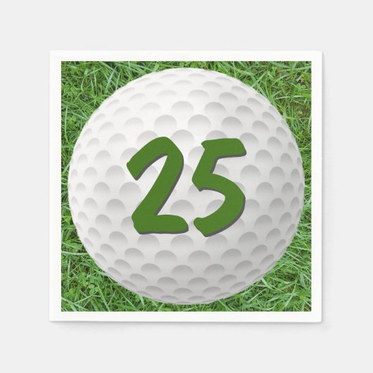 Serviette En Papier Golf Ball 25e Anniversaire serviettes (Devant)