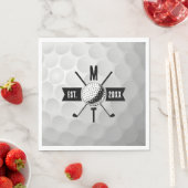 Serviette En Papier Golf Ball Texture & Club Premier Monogramme (En situation)