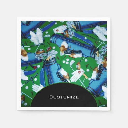 Serviette En Papier Golf bleu et vert (Devant)