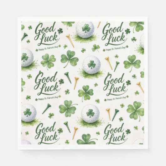 Serviette En Papier Golf Bonne Chance avec trèfle Saint-Patrick (Devant)