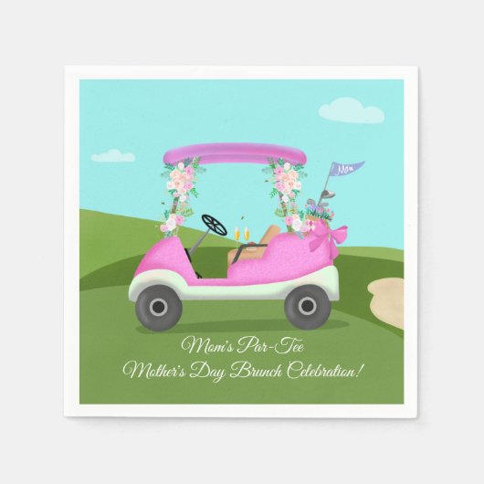 Serviette En Papier Golf Cart With Mimosas Mother's Day Brunch (Devant)