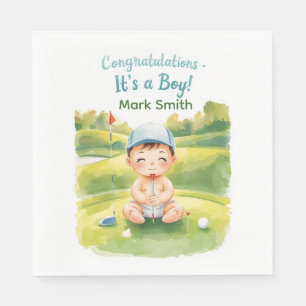 Serviette En Papier Golf C'est un garçon pour Baby Shower