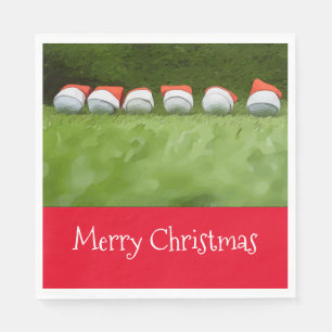 Serviette En Papier Golf Christmas Napkin avec golf ball et Santa Hat