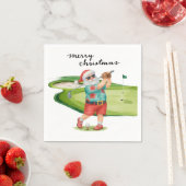 Serviette En Papier Golf Christmas with Santa Claus Golfer (En situation)
