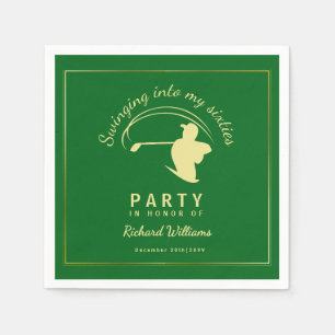 Serviette En Papier Golf Classic Vert Joueur Doré Hommes 60 ans