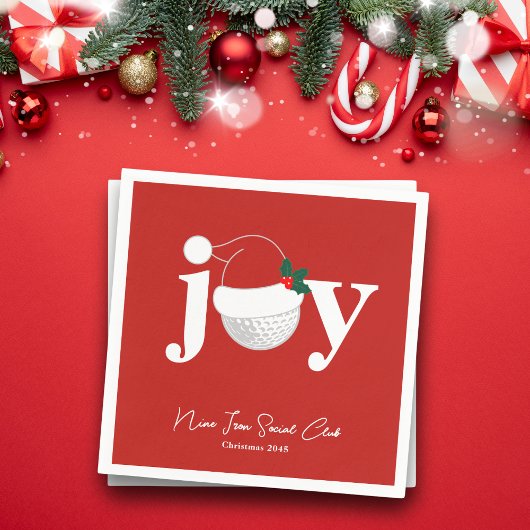 Serviette En Papier Golf Club Holiday Joy Typography Festive Red