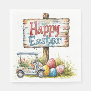 Serviette En Papier Golf de Pâques pour golfeur aquarelle Printemps