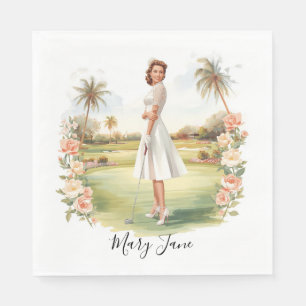 Serviette En Papier Golf Femme golfeuse sur parcours de golf Mariage