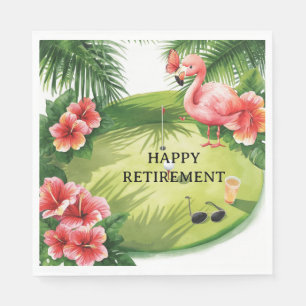 Serviette En Papier Golf Floride sur le thème de flamant rose sur vert