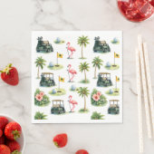 Serviette En Papier Golf Floride sur le thème du flamant rose (En situation)