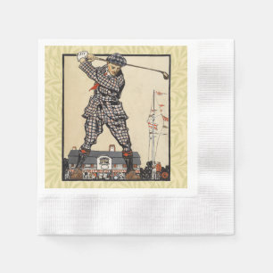 Serviette En Papier Golf Golfeur Vintage Antique Golf