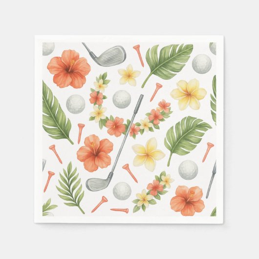 Serviette En Papier Golf Hawaii thème pour Hawaiian Golfer Party (Devant)