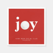 Serviette En Papier Golf Holiday Joy Personalized Name Typography Red (Devant)