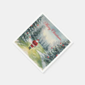 Serviette En Papier Golf Joyeux Noël avec le Père Noël (Coin)