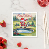 Serviette En Papier Golf Joyeux Noël avec le Père Noël (En situation)