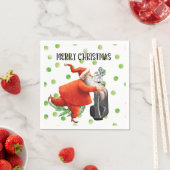 Serviette En Papier Golf Joyeux Noël avec le Père Noël (En situation)