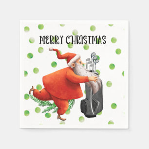 Serviette En Papier Golf Joyeux Noël avec le Père Noël