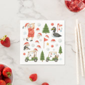 Serviette En Papier Golf Joyeux Noël avec Père Noël Golfing (En situation)