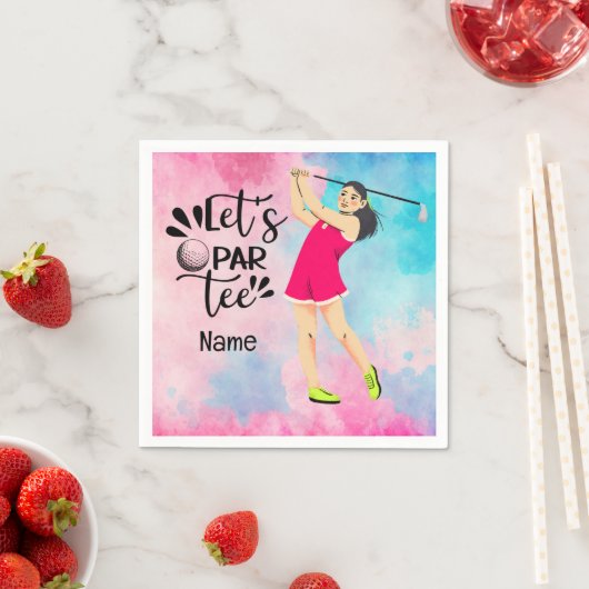 Serviette En Papier Golf Lady thème rose golfeur Let Par Tee (En situation)