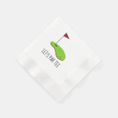 Serviette En Papier Golf Let’s Par avec drapeau de golf sur vert blanc (Coin)