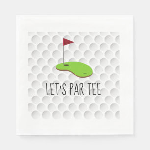 Serviette En Papier Golf Let’s Par avec drapeau de golf sur vert blanc