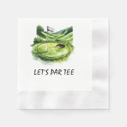 Serviette En Papier Golf Let's Par tee avec drapeau de golf sur nappe  (Devant)