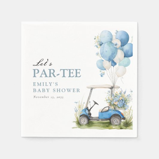 Serviette En Papier Golf Let's Par-tee Boy Baby Shower (Devant)