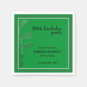 Serviette En Papier Golf Moderne Anniversaire 50 ans Corporate Vert No