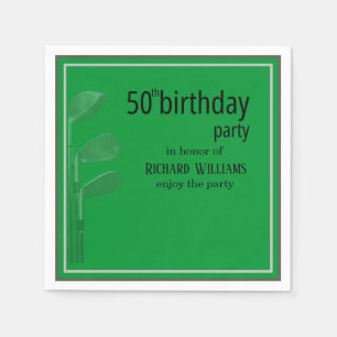 Serviette En Papier Golf Moderne Entreprise Vert Noir 50e Anniversaire