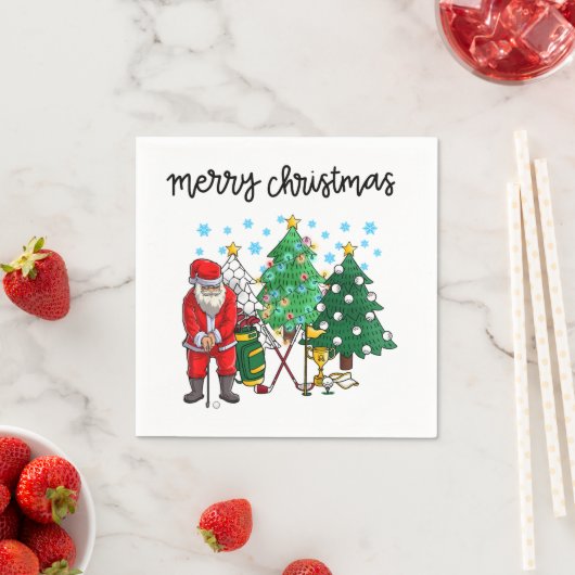 Serviette En Papier Golf Noël Faisons Par Tee avec le Père Noël (En situation)