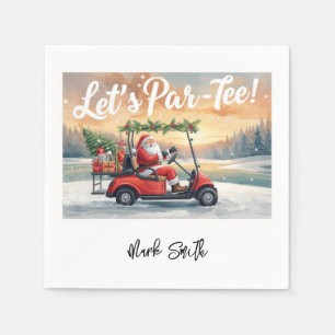 Serviette En Papier Golf Noël Let's Par Tee avec le Père Noël