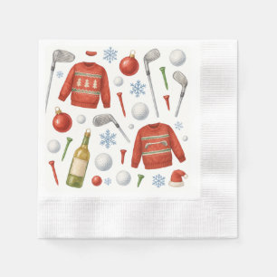 Serviette En Papier Golf Noël thème hiver pour golfeur
