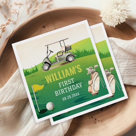 Serviette En Papier Golf Par-Tee Hole en un garçon Anniversaire
