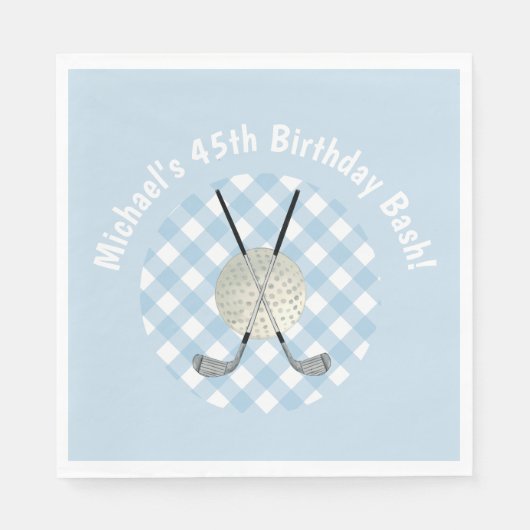Serviette En Papier Golf Plaid Blue White Preppy Country Club (Devant)