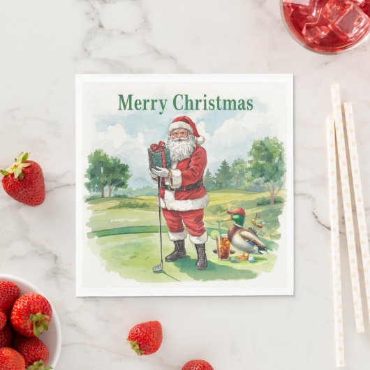 Serviette En Papier Golf Santa Claus est golfeur à Noël (En situation)