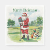 Serviette En Papier Golf Santa Claus est golfeur à Noël (Devant)