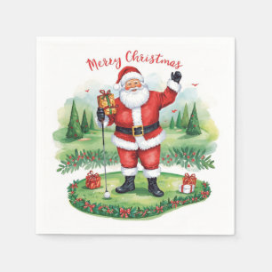 Serviette En Papier Golf Santa Claus est golfeur Noël