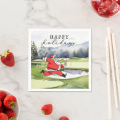 Serviette En Papier Golf Santa Claus golfer happy Holidays (En situation)