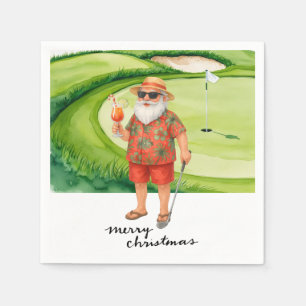 Serviette En Papier Golf Santa Claus golfeur Thème de Noël