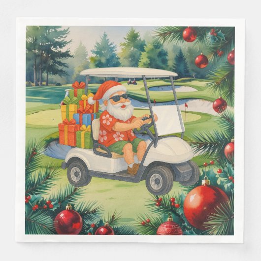 Serviette En Papier Golf Santa Claus is golfing Christmas in July (Devant)