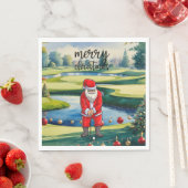 Serviette En Papier Golf Santa Claus is golfing on Christmas (En situation)