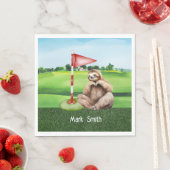 Serviette En Papier Golf Sloth Golfer à l'herbe verte (En situation)