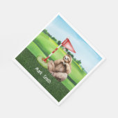 Serviette En Papier Golf Sloth Golfer à l'herbe verte (Coin)