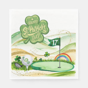 Serviette En Papier Golf St. Patrick's Day pour le golfeur avec drapea
