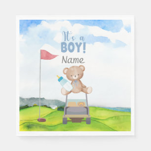Serviette En Papier Golf Teddy Bear C'est un garçon pour Baby Shower