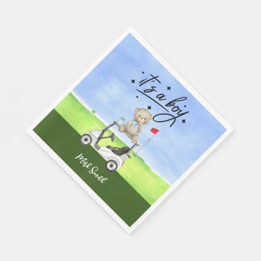Serviette En Papier Golf Teddy Bear It's Boy for Baby shower (Coin)