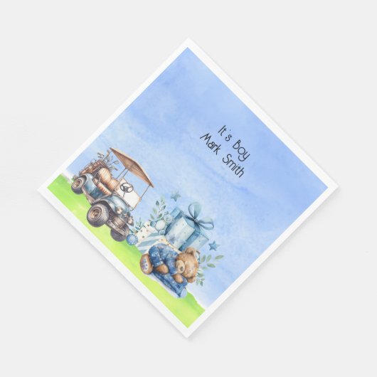 Serviette En Papier Golf Teddy Bear It's Boy for Baby shower (Coin)