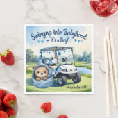 Serviette En Papier Golf Teddy Bear It's Boy for Baby shower Napkins (En situation)