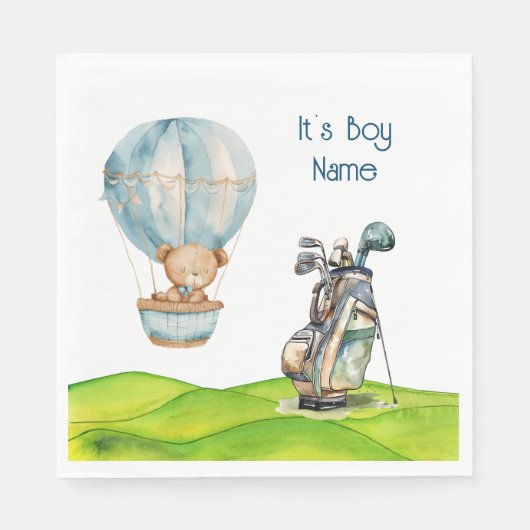 Serviette En Papier Golf Teddy Bear It's Boy for Baby shower Napkins (Devant)