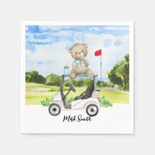 Serviette En Papier Golf Teddy Bear sur un chariot de golf pour bébé g